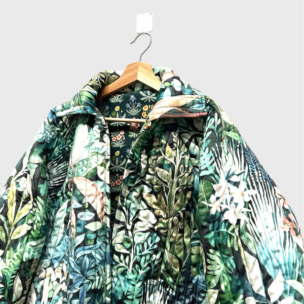 Reversible Quilted Jacket - Rainforest and Green Flowers