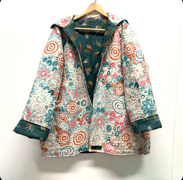 Reversible Quilted Jacket - Art Lab Dreaming and Autumn Feathers