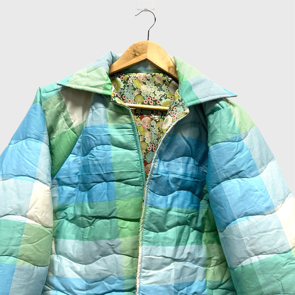 Reversible Quilted Jacket - Blue and Green and Tilda Wallflower