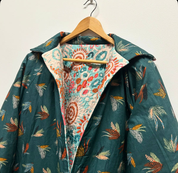 Reversible Quilted Jacket - Art Lab Dreaming and Autumn Feathers