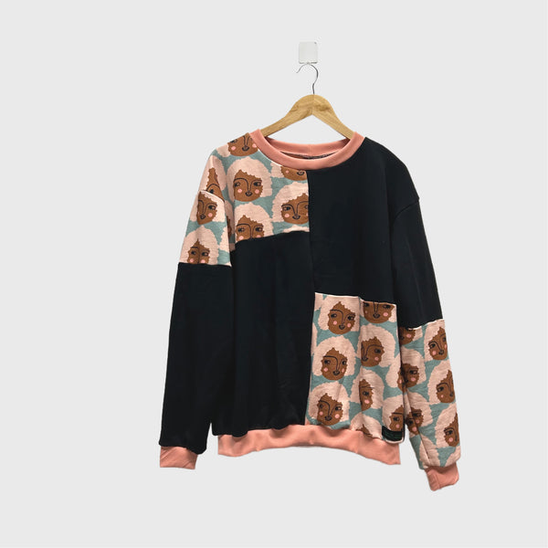 *Seconds* Long Sleeve No Waste top - Isa Form Britta with Apricot and Black (L)