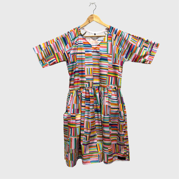Short Ripple Dress - Flights over Fields (S)