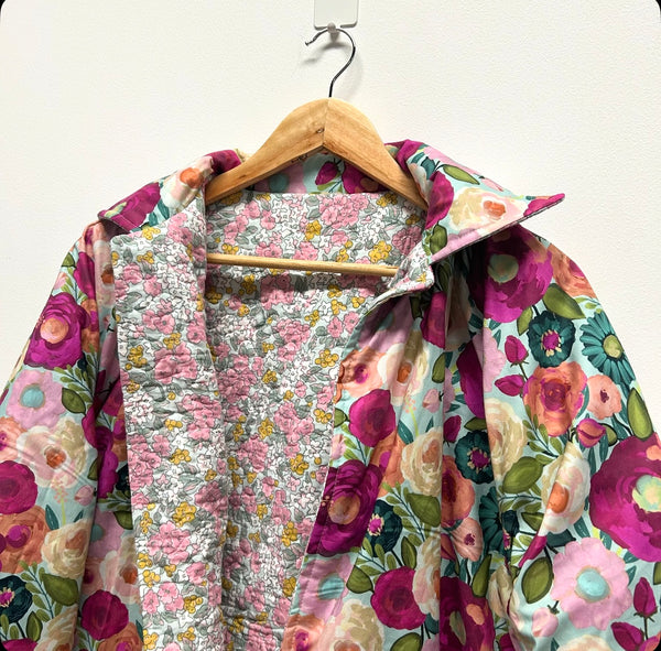 Reversible Quilted Jacket - Laura Ashley Flowers and Large Poppies