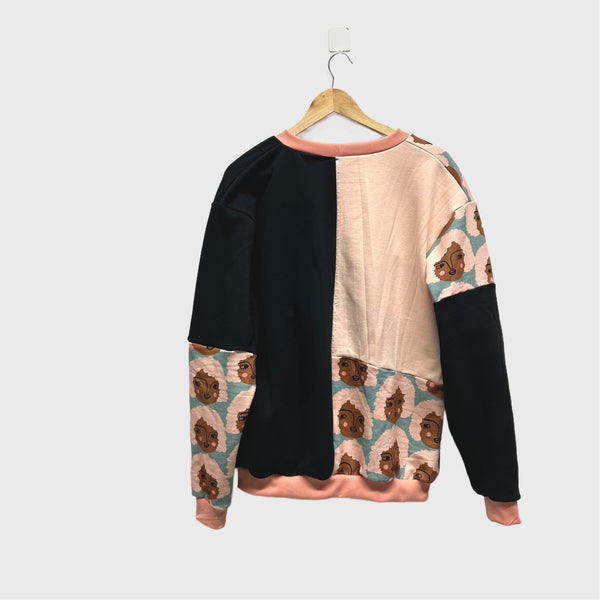 *Seconds* Long Sleeve No Waste top - Isa Form Britta with Apricot and Black (L)