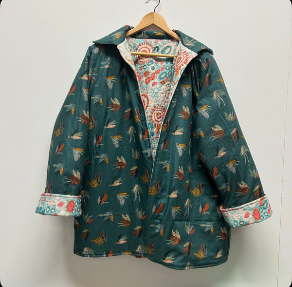 Reversible Quilted Jacket - Art Lab Dreaming and Autumn Feathers