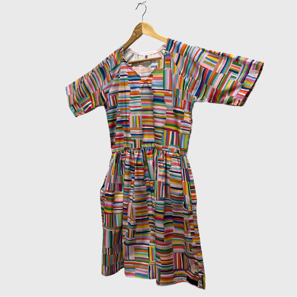 Short Ripple Dress - Flights over Fields (S)