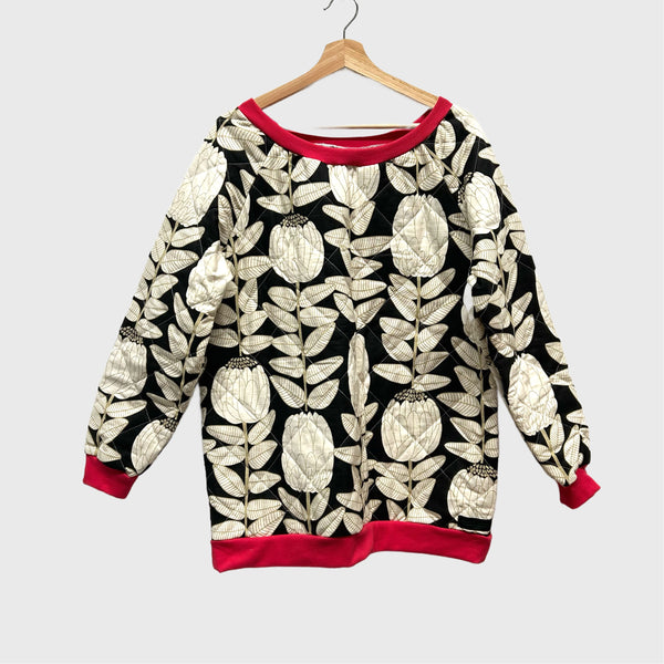 Sample Quilted Raglan sleeve top - Black Waratah  (XL)