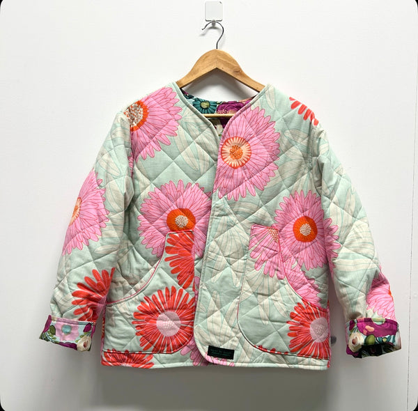 Reversible Fitted Jacket - Quilted Daisy with Large Poppies (M)