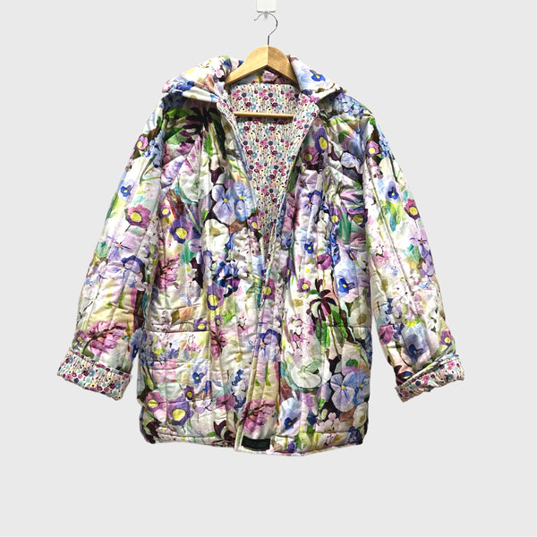 Reversible Quilted Jacket - Garden by the Sea and Mini Poppies
