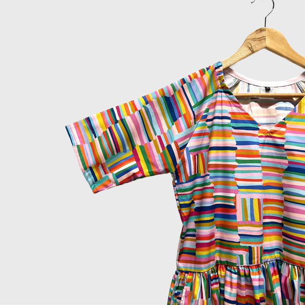 Short Ripple Dress - Flights over Fields (S)