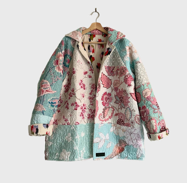 Reversible Quilted Jacket - Patchwork and Linen Splotch