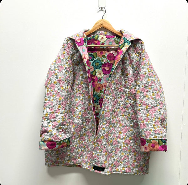 Reversible Quilted Jacket - Laura Ashley Flowers and Large Poppies