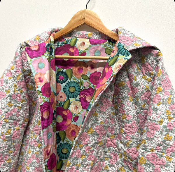 Reversible Quilted Jacket - Laura Ashley Flowers and Large Poppies