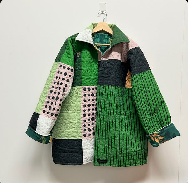 Reversible Quilted Jacket - IKEA Patchwork and Green Garden