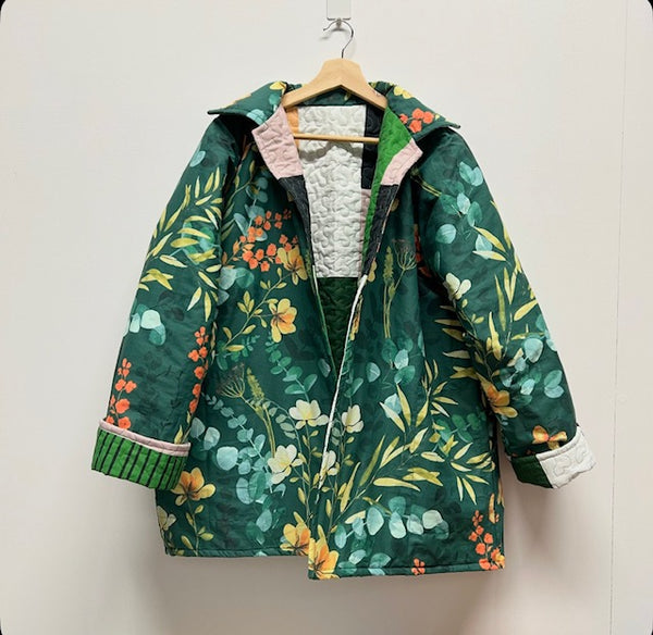 Reversible Quilted Jacket - IKEA Patchwork and Green Garden