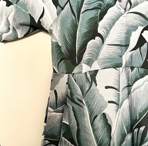 Everyday No Waste Dress - Barkcloth Leaves (M)