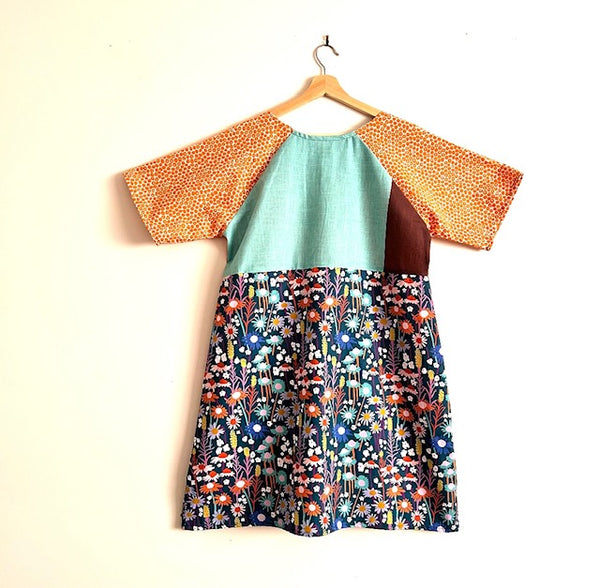 Everyday No Waste Dress - Wildflowers and Orange (L)