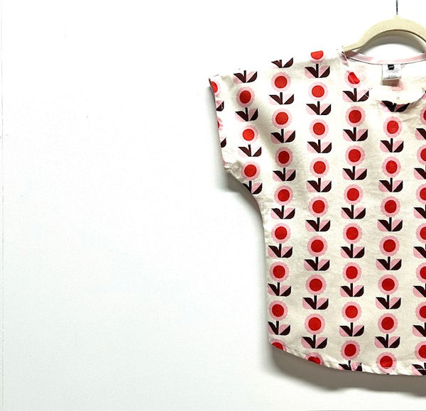 Sample Short sleeve - Scandi Pink FLower top (XS)