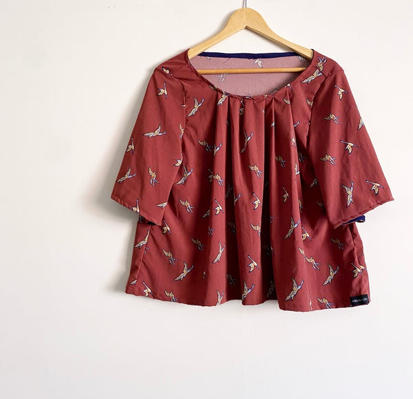 Sample Short sleeve Gather Top - Maroon (M)