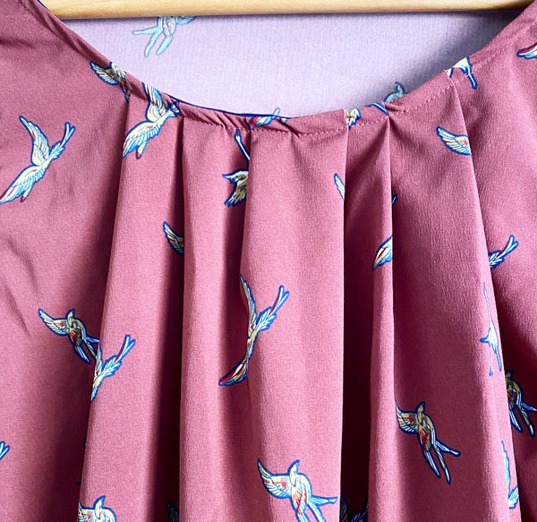 Sample Short sleeve Gather Top - Maroon (M)