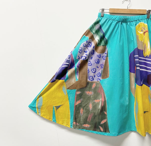 Mid length Skirt - Looking Ahead in Aqua (S)