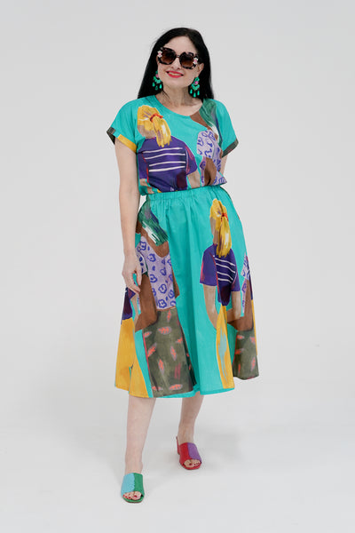 Mid length Skirt - Looking Ahead in Aqua (S)