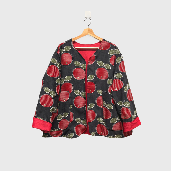 Reversible Fitted Jacket - Red Denim with Apple Corduroy (L)