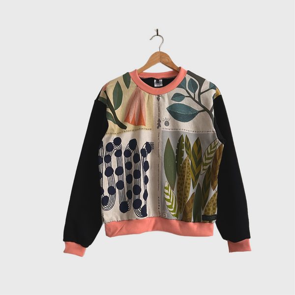 Long Sleeve top - Bookhou Calendar with Black French Terry (S)