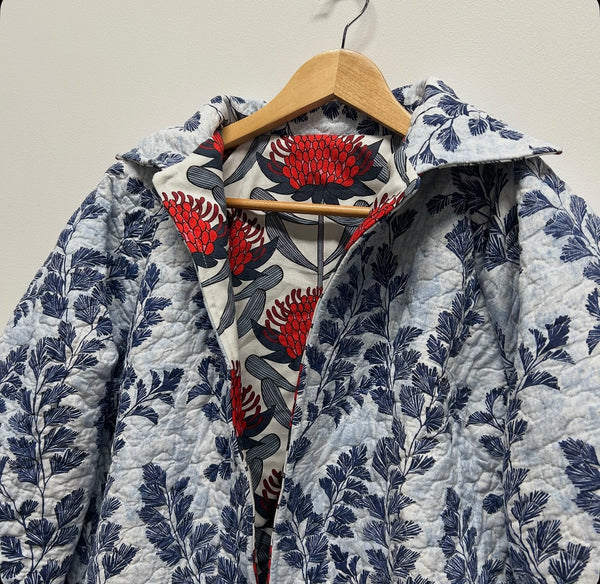 Reversible Quilted Jacket - Laura Ashley Leaves and Waratah