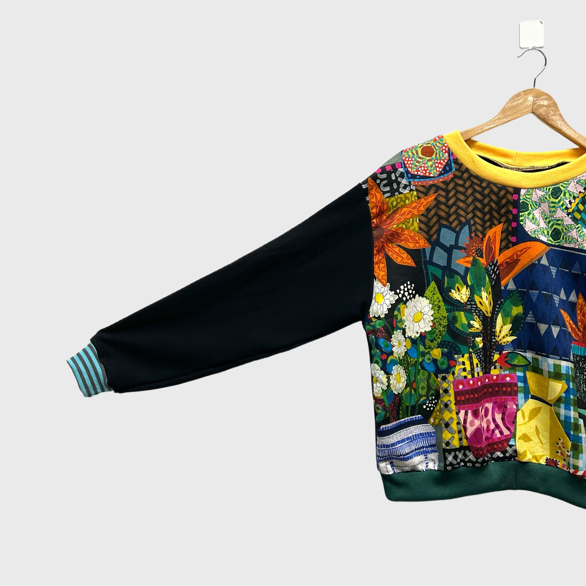 Long Sleeve top - Miss Moresby Secondhand Shop with Black French Terry (M)