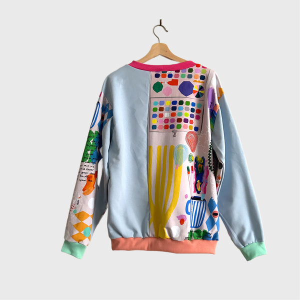 Long Sleeve No Waste top - DOOPS Artist Way with Blue (M)