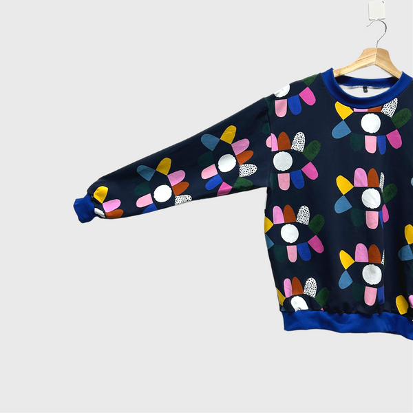 Long Sleeve top - DOOPS Blink with Blue Ribbing