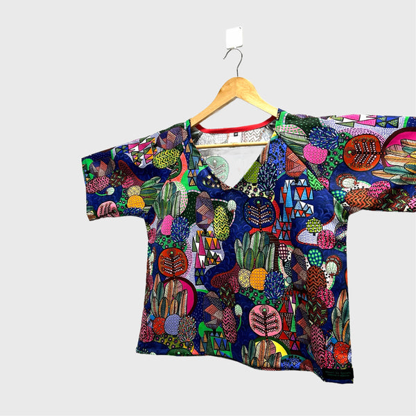 Sample Short sleeve v neck top - Miss Moresby Hokkaido (M)
