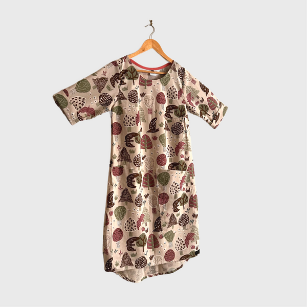 Eclipse Dress - Cream Trees (S)