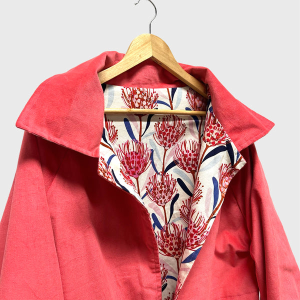 Sample Reversible Kusama Jacket - Mid Pink cord and Waratah