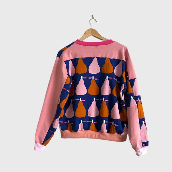 Long Sleeve No Waste top - DOOPS Pears with Pink (S)