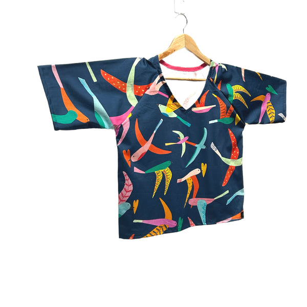 Short sleeve v neck top - Love Birds (M)