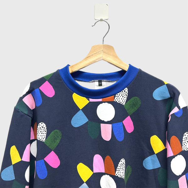 Long Sleeve top - DOOPS Blink with Blue Ribbing