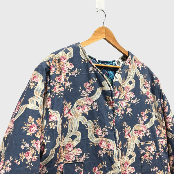 Reversible Fitted Jacket - Native Velour with l'uccello cotton linen (L)