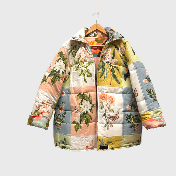 Reversible Quilted Jacket - Flower Blocks and Moda Deer