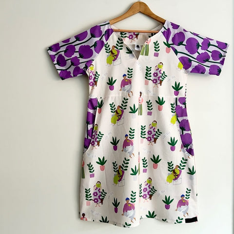 Everyday No Waste Dress - Cats and Tulips (M)