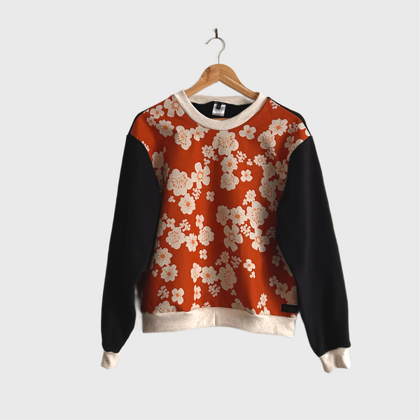 Long Sleeve top - Ruby Star Society Persimmon with Black French Terry (S)