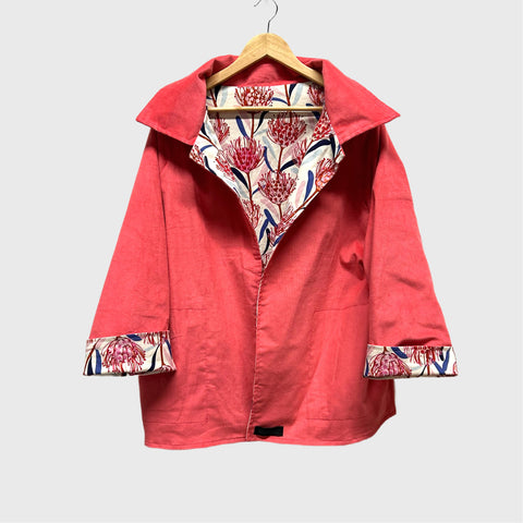 Sample Reversible Kusama Jacket - Mid Pink cord and Waratah