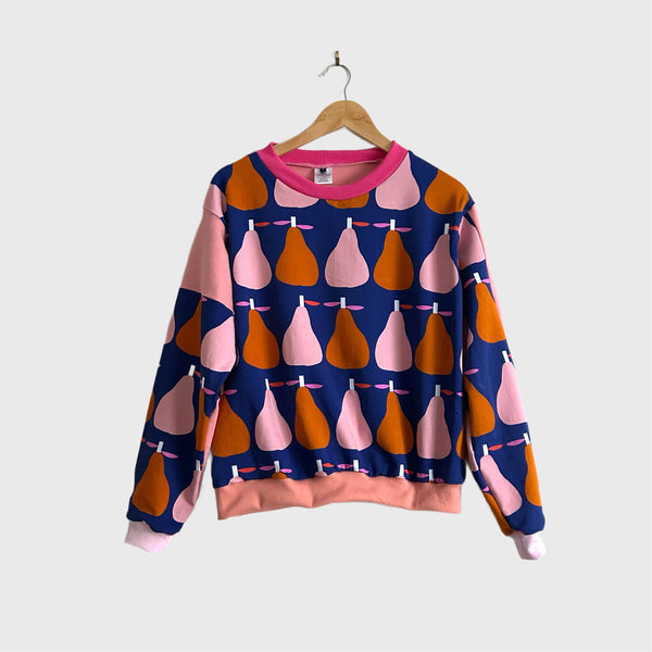 Long Sleeve No Waste top - DOOPS Pears with Pink (S)