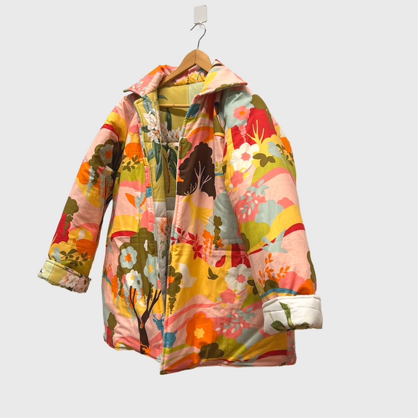 Reversible Quilted Jacket - Flower Blocks and Moda Deer