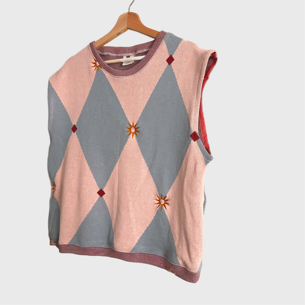 Sample Sleeveless top - Knitted cotton Diamond top (M)