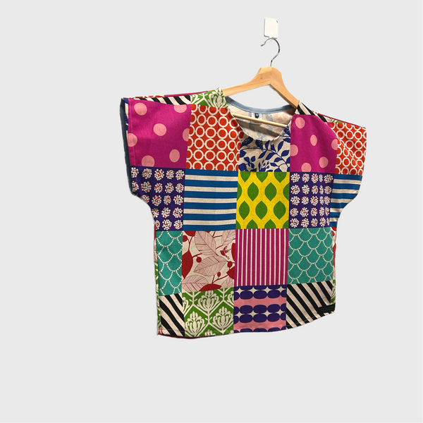 Short sleeve - Echino Multicolour blocks top (M)