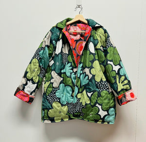 Reversible Quilted Jacket - Scandi Flowers and Happiness Abounds