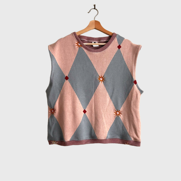 Sample Sleeveless top - Knitted cotton Diamond top (M)