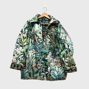 Reversible Quilted Jacket - Rainforest and Green Flowers